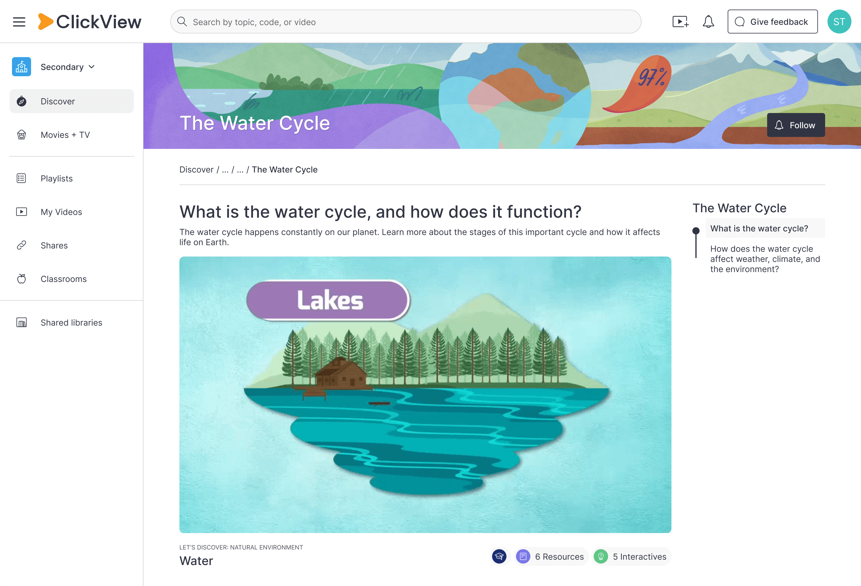 ClickView water topic