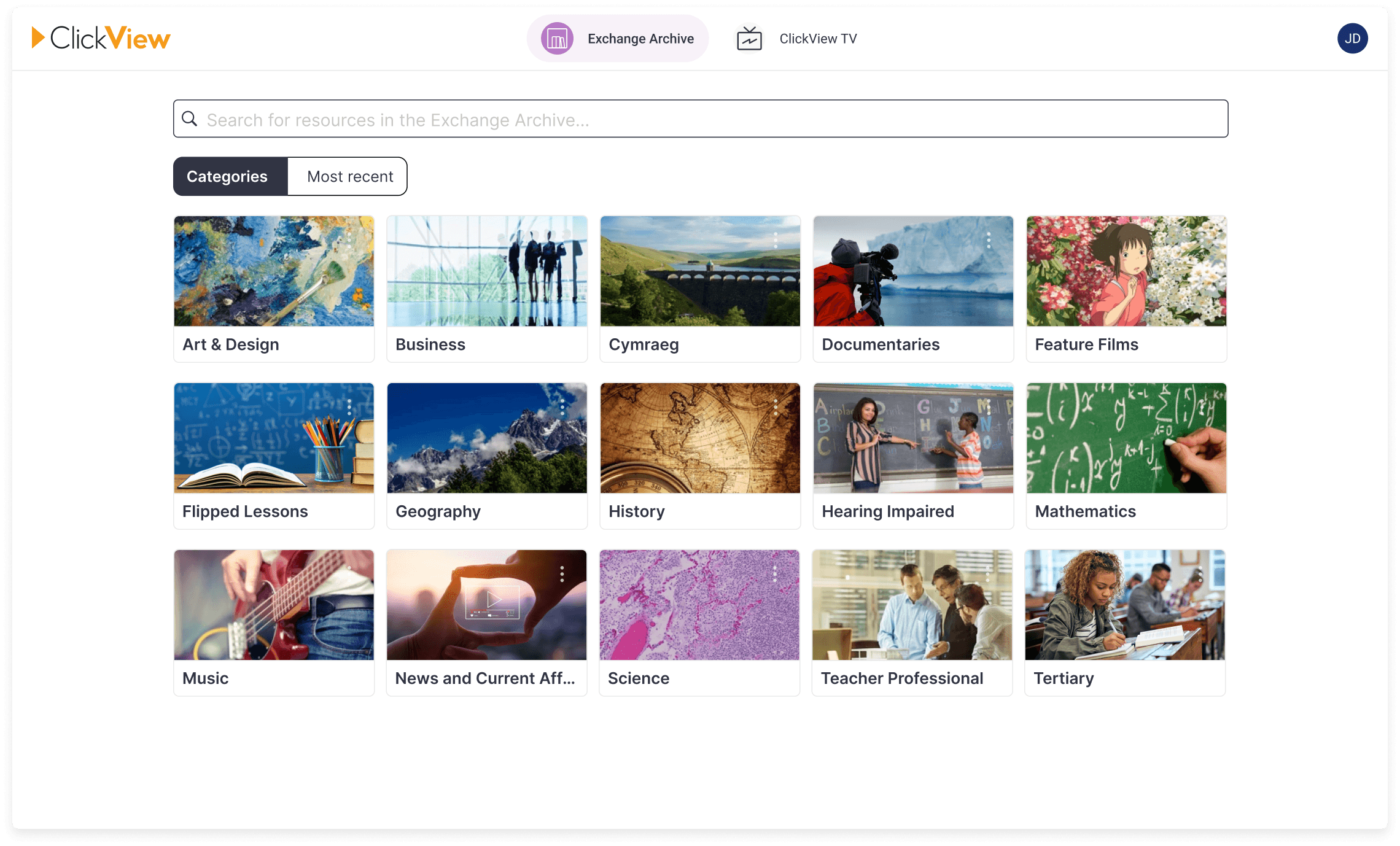 ClickView video list