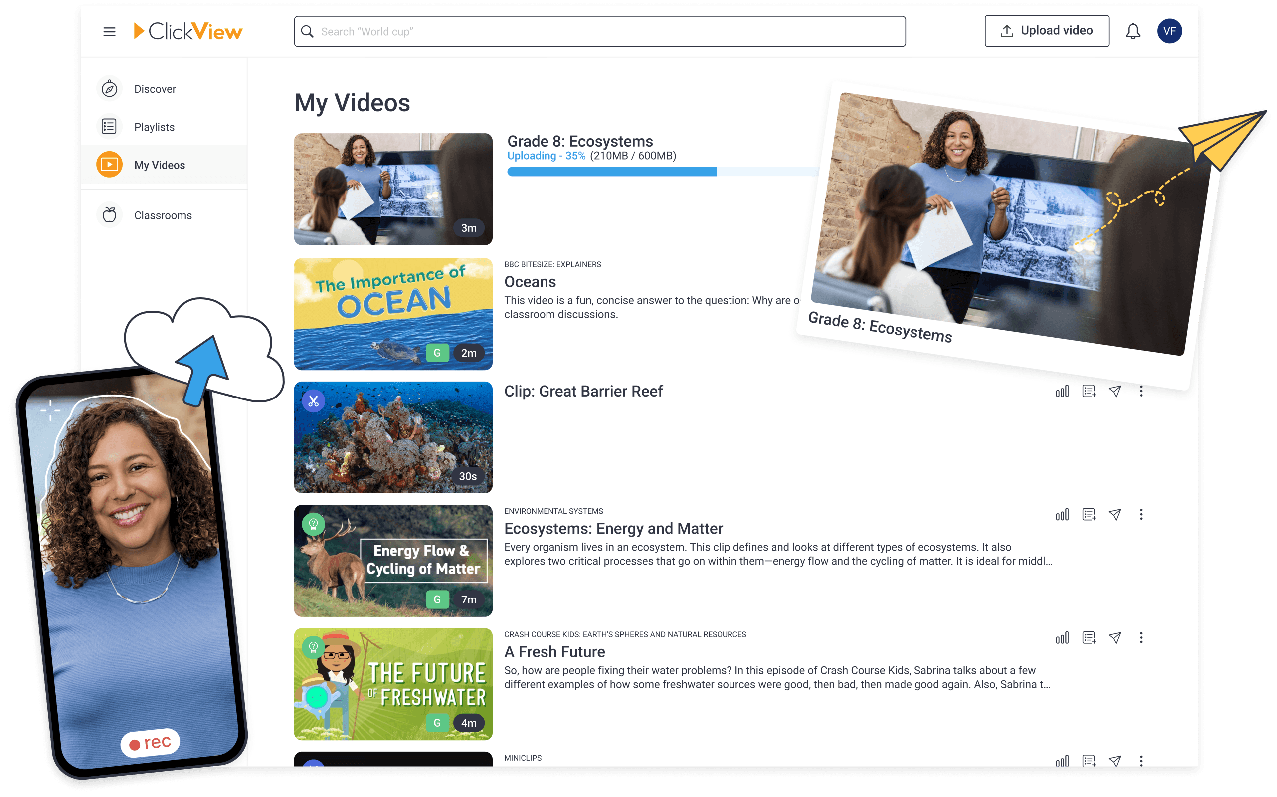 Upload videos