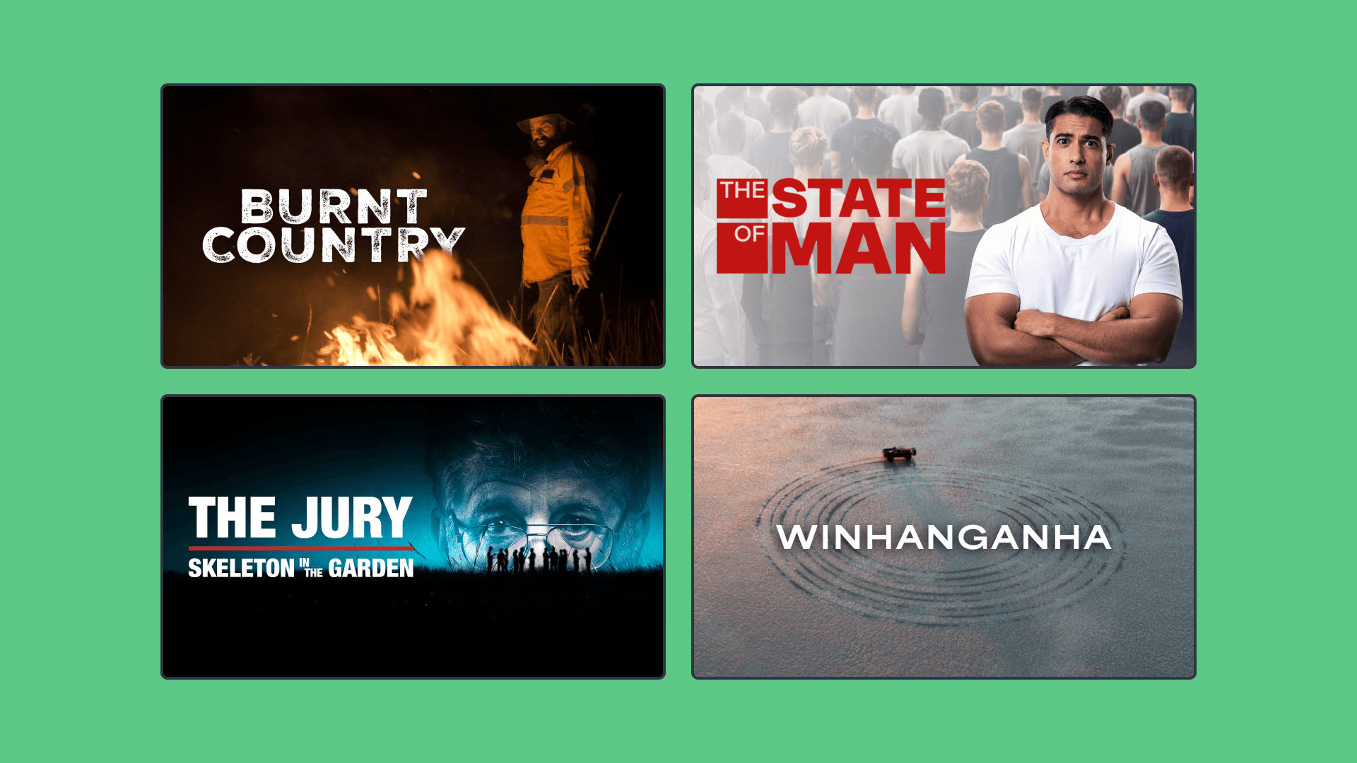 Four rectangles with title images