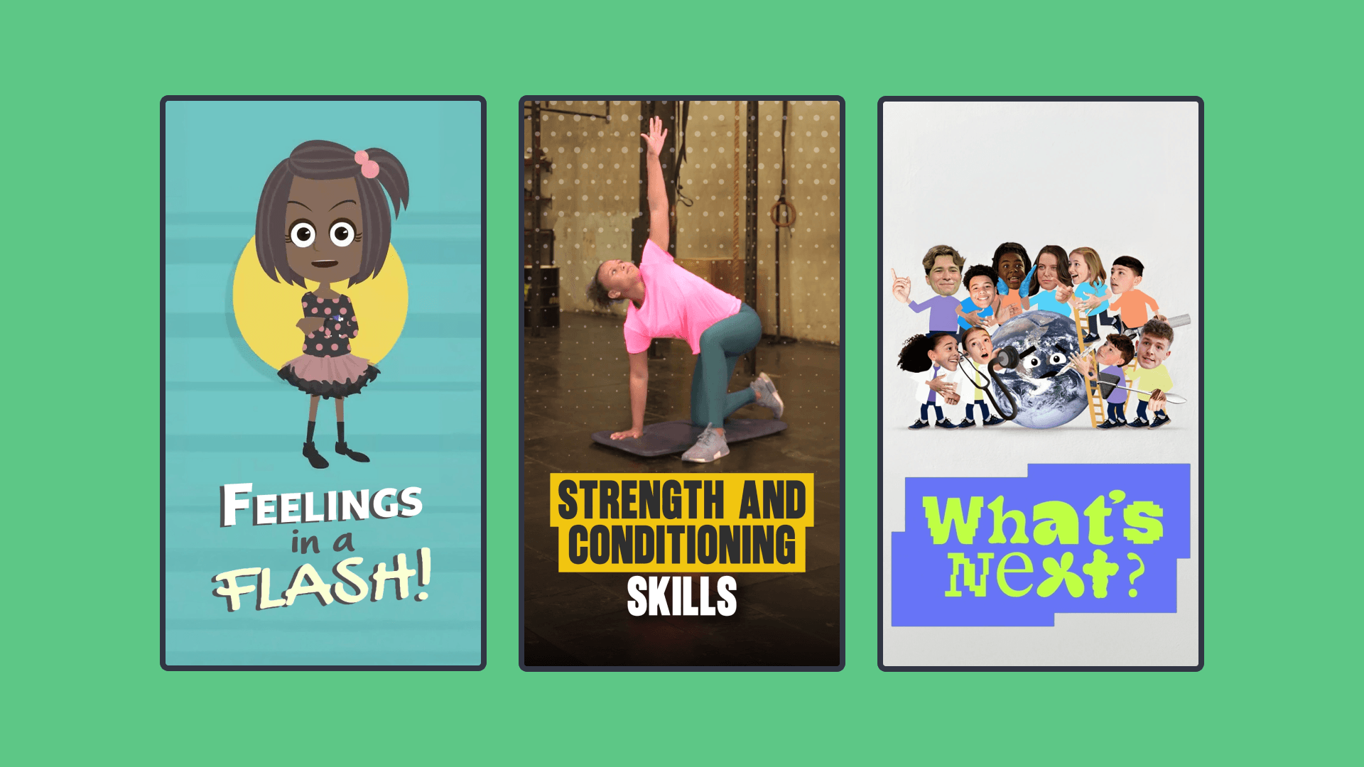 Three vertical title images 