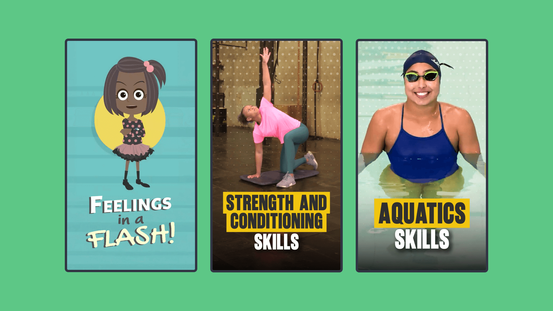 Three vertical title images 