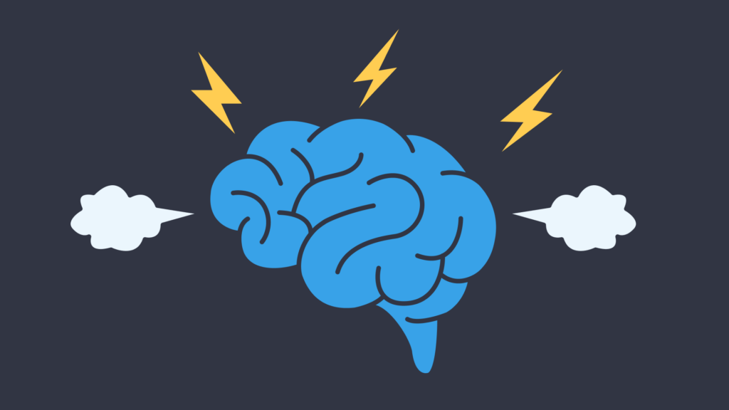 Graphic of a brain with lightning bolts indicating effects of burnout