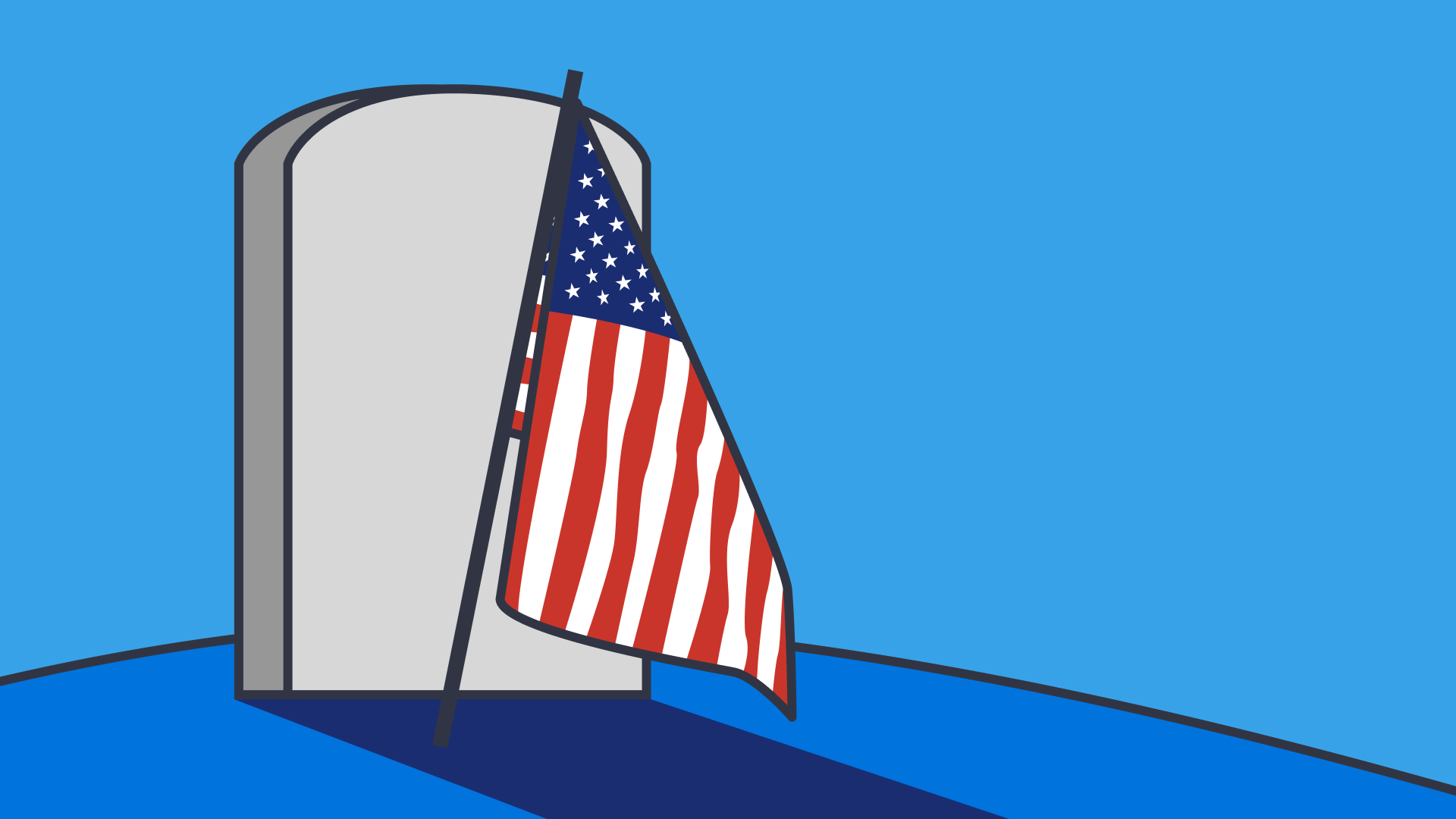 American flag waving on a boat.