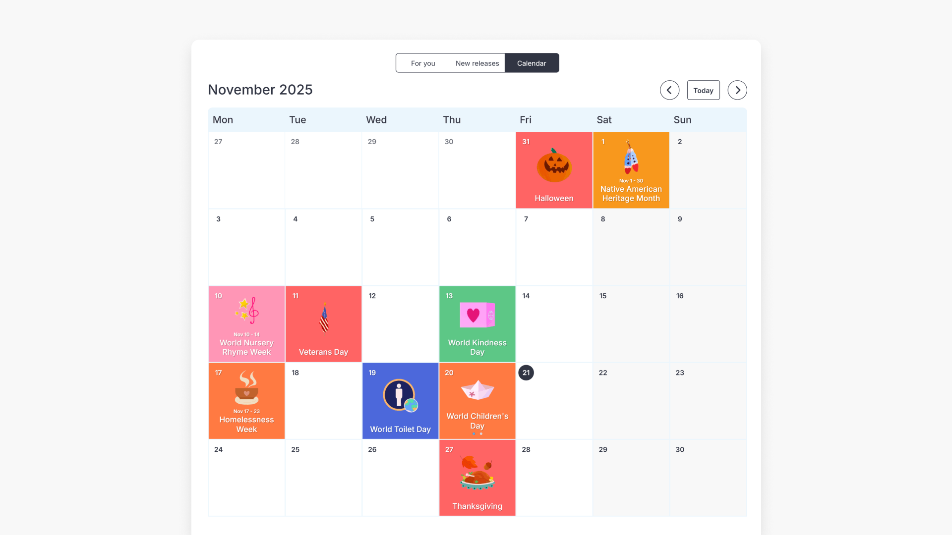 Clickview special events calendar interface