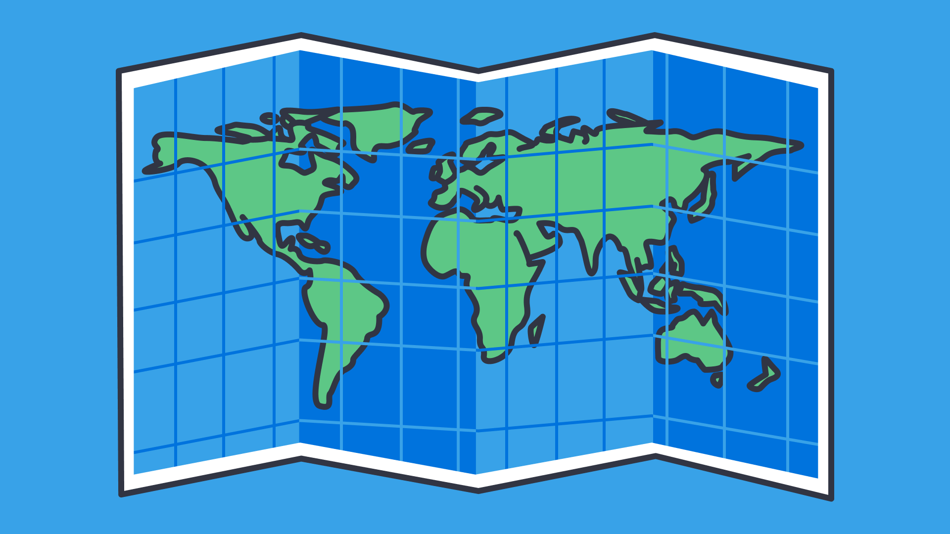An illustration of a grid map of the world