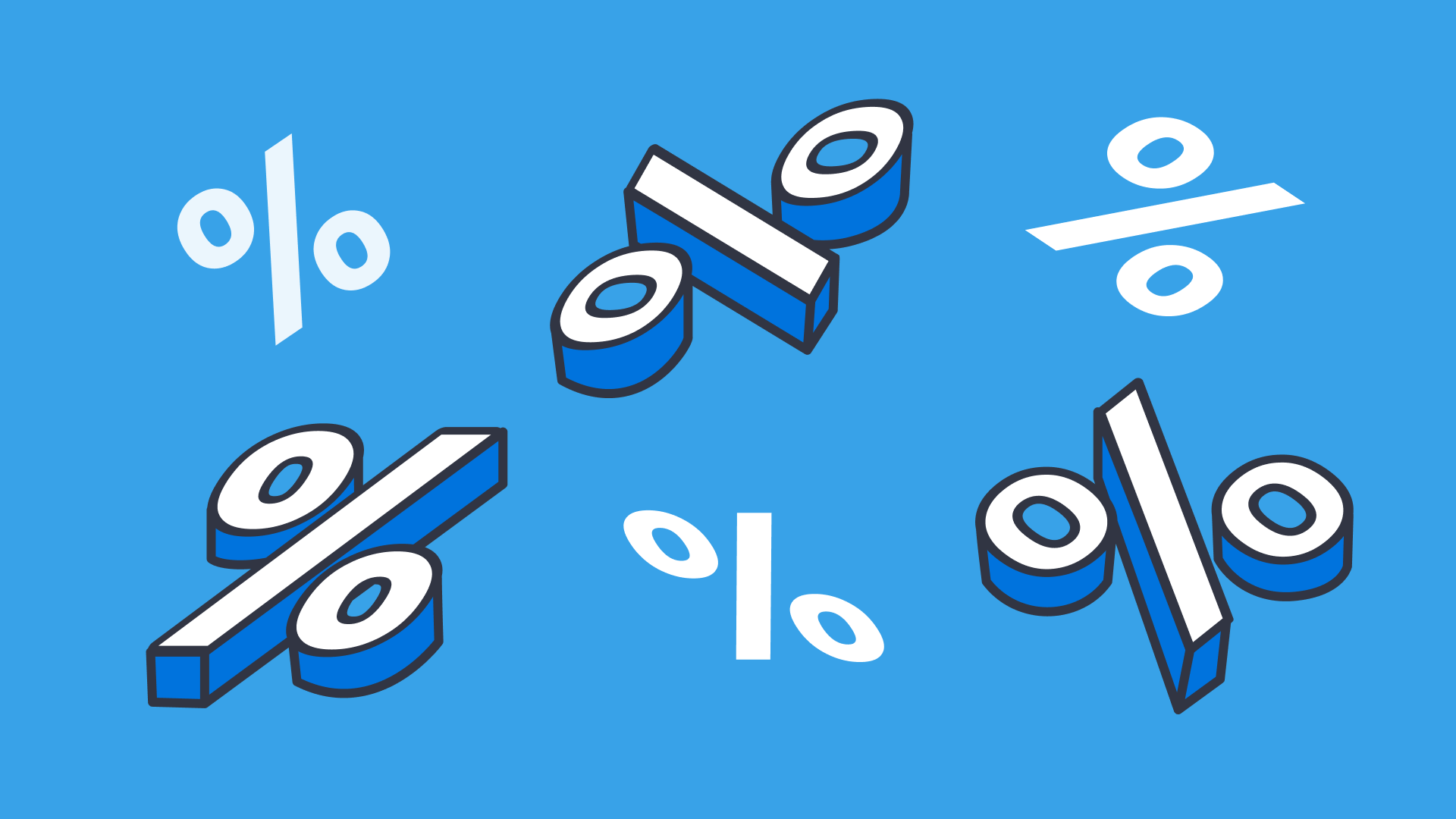 An illustrations of six percentage logos