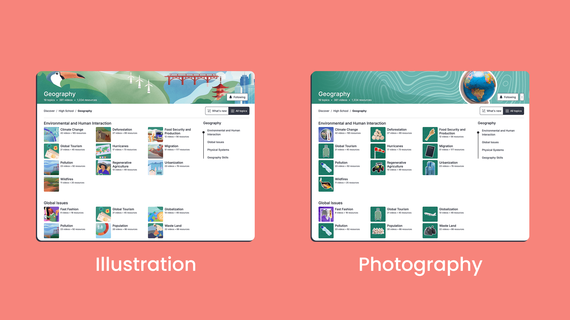 illustration vs. photography theme