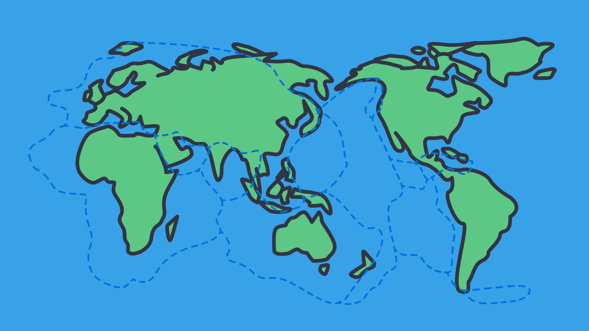An illustration of the tectonic plates on the world map