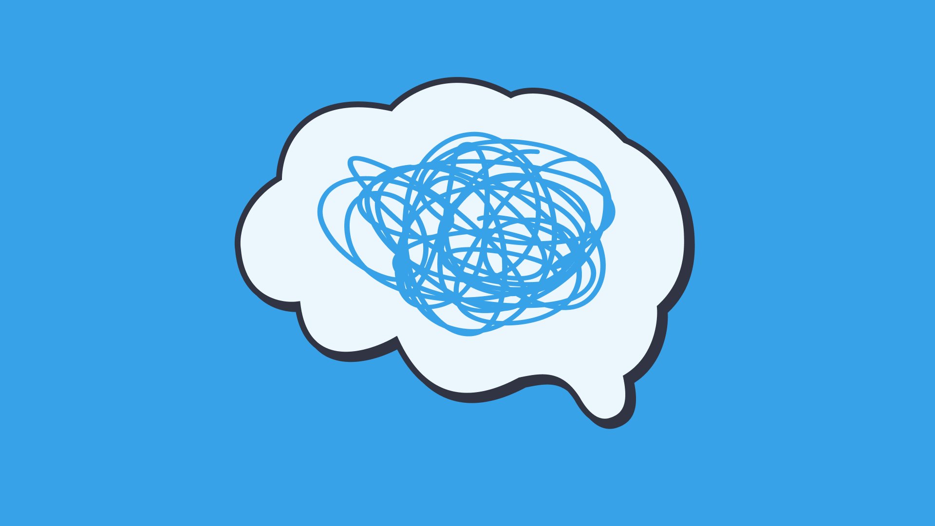 An illustration of an outline of a brain with scribbles inside