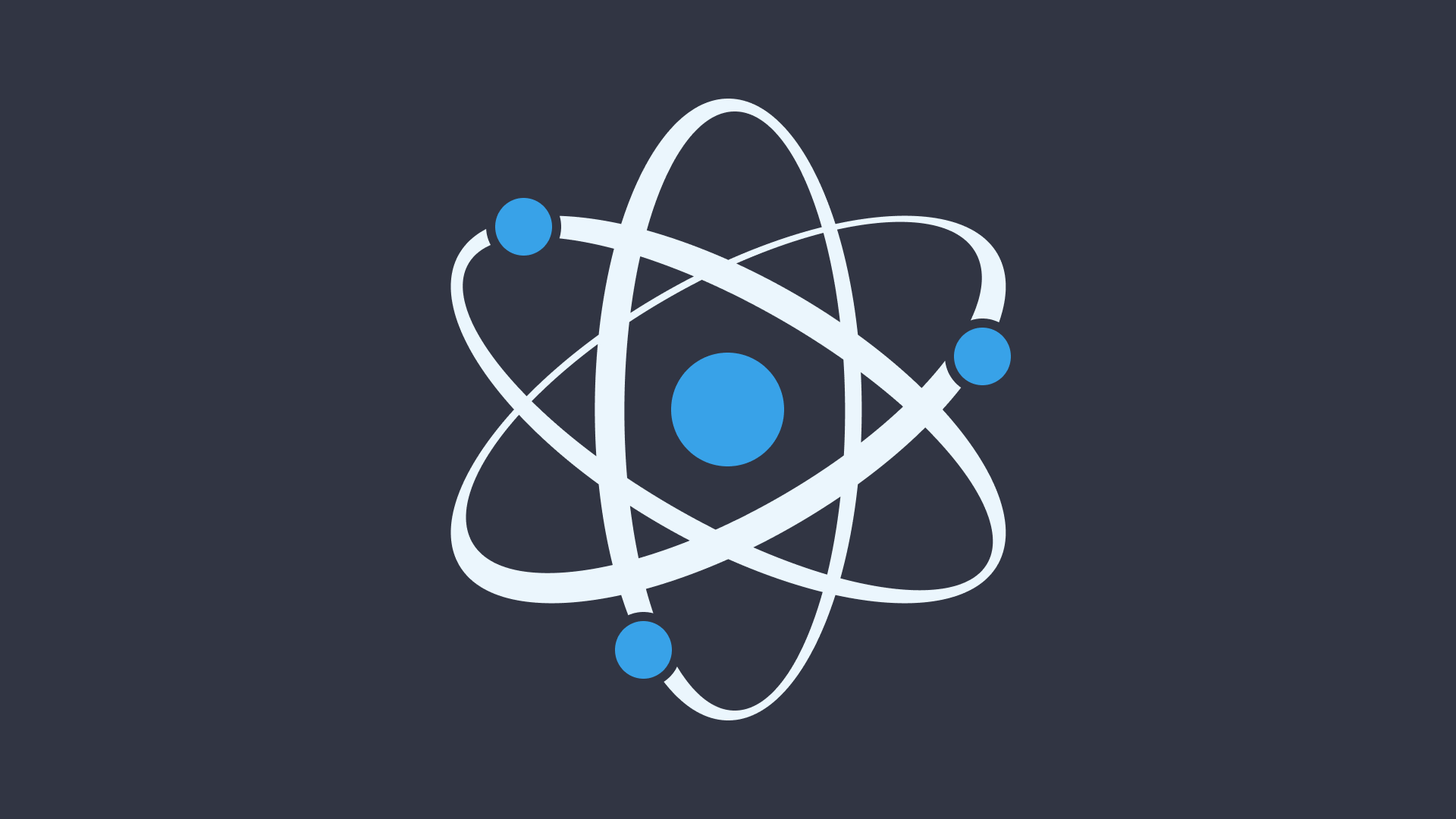 An illustration of an atom with a black background