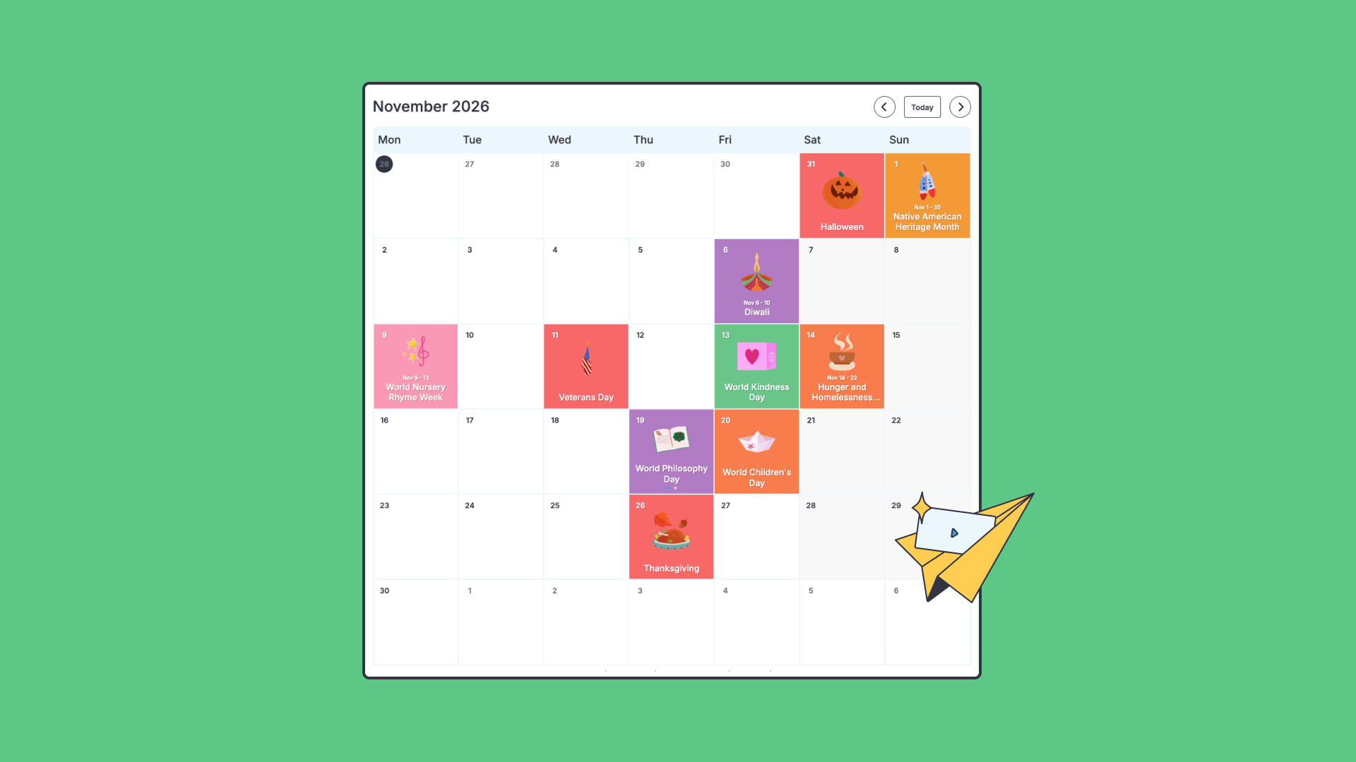 November Calendar 2026