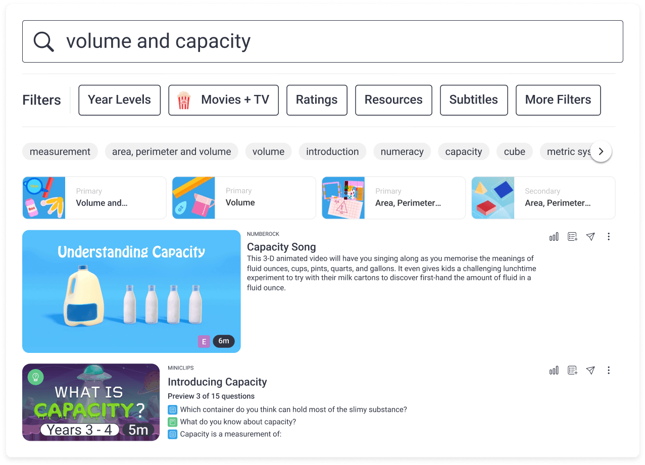 ClickView Search and filter feature
