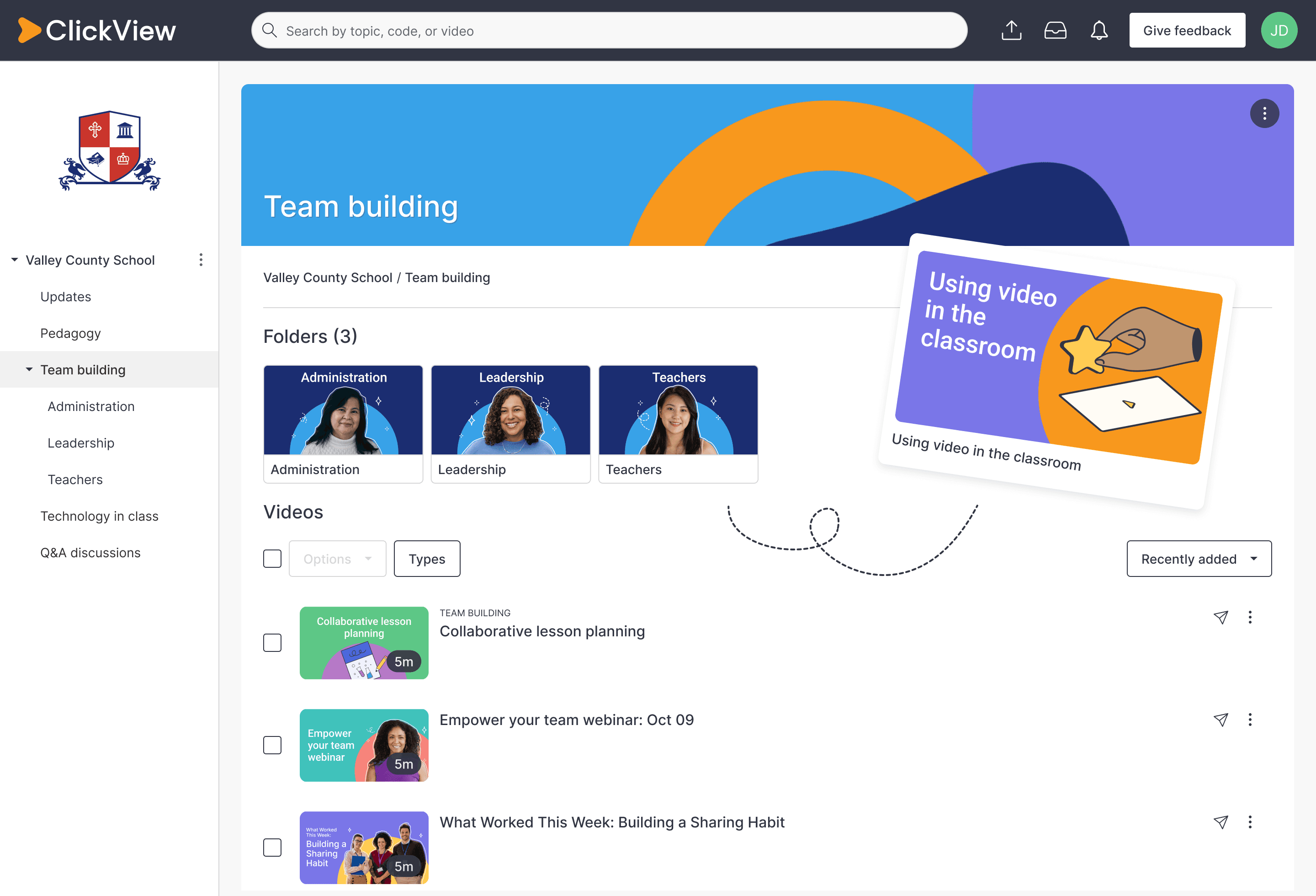 ClickView Analytics for MATs screenshot