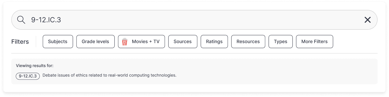 Standards search feature question