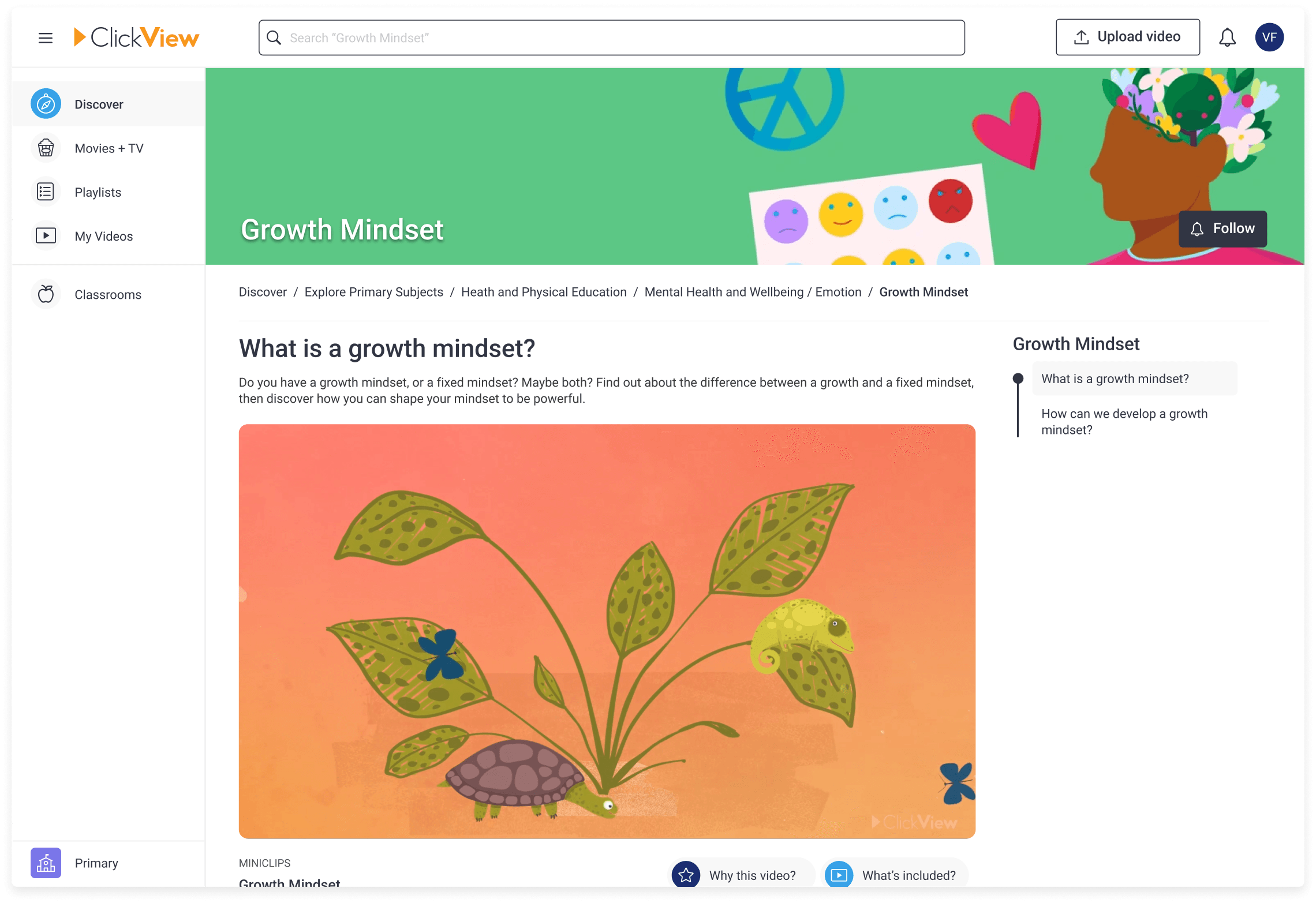 ClickView growth mindset topic