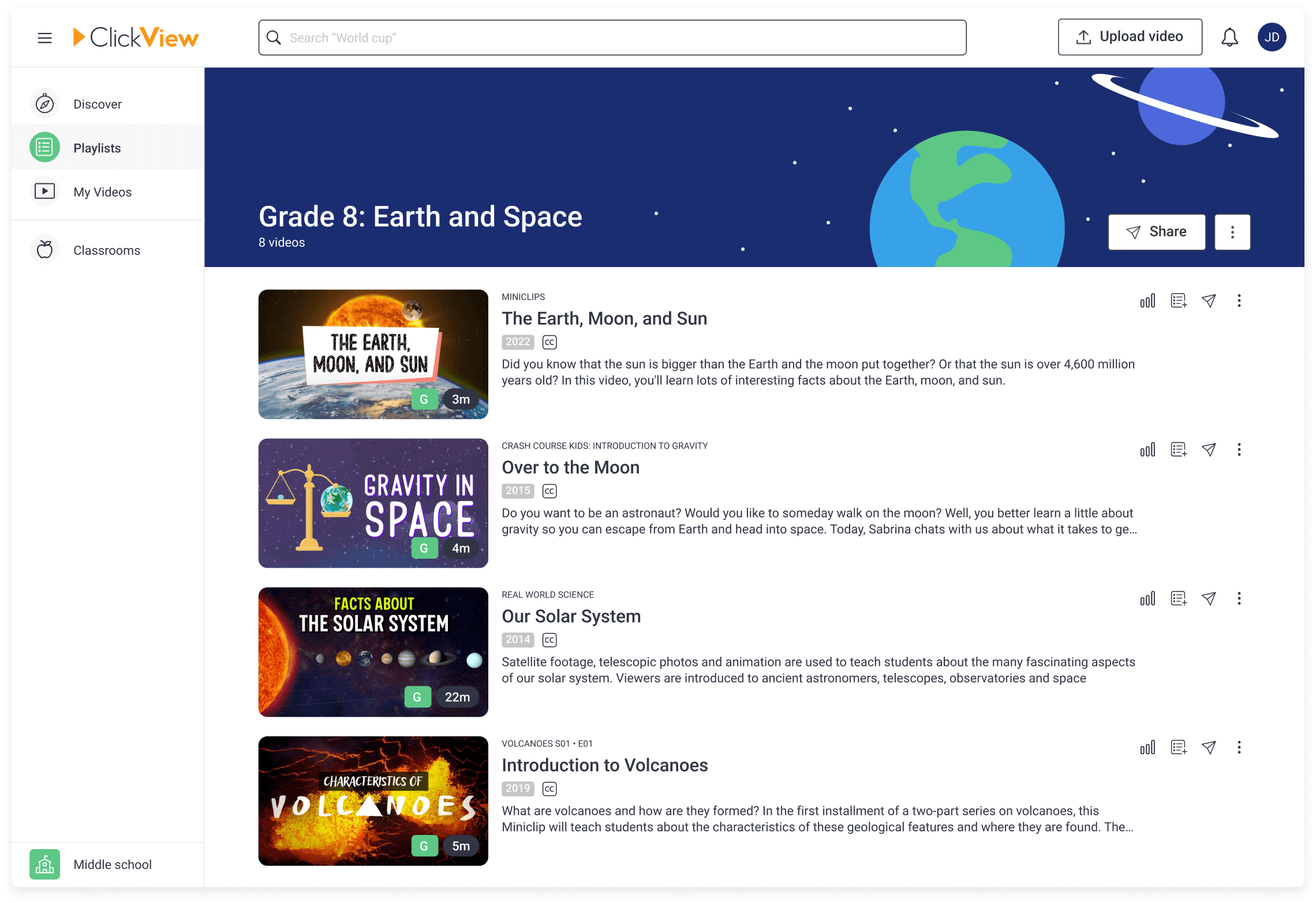 ClickView playlists