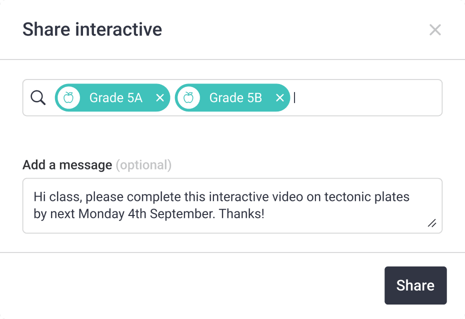 Share video popup