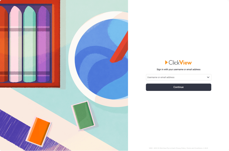 ClickView SSO login screen