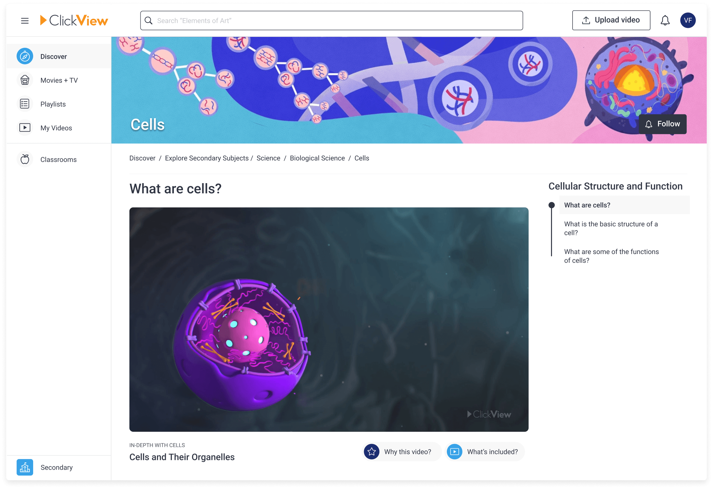 ClickView What are cells? topic