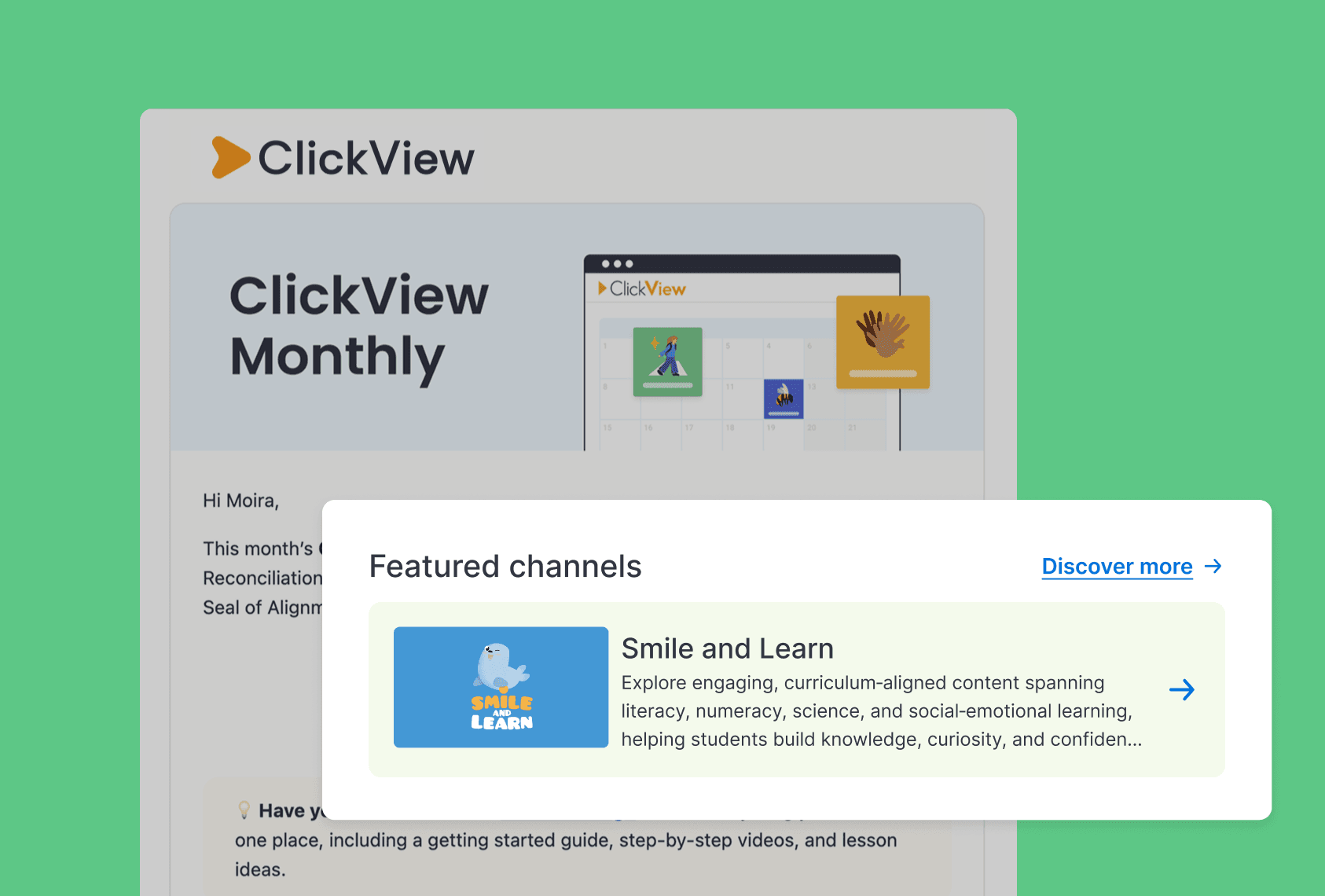 ClickView Monthly newsletter featuring partner channels