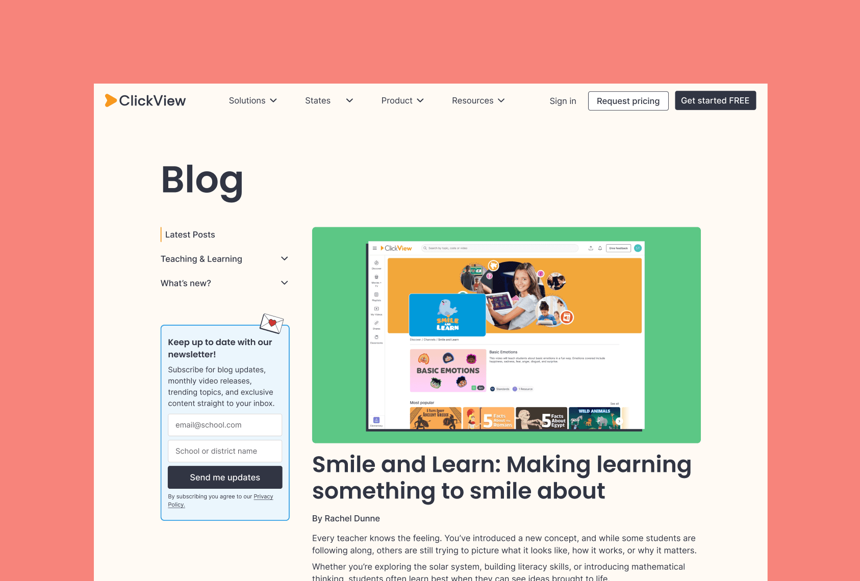 ClickView blog post featuring a partner channel
