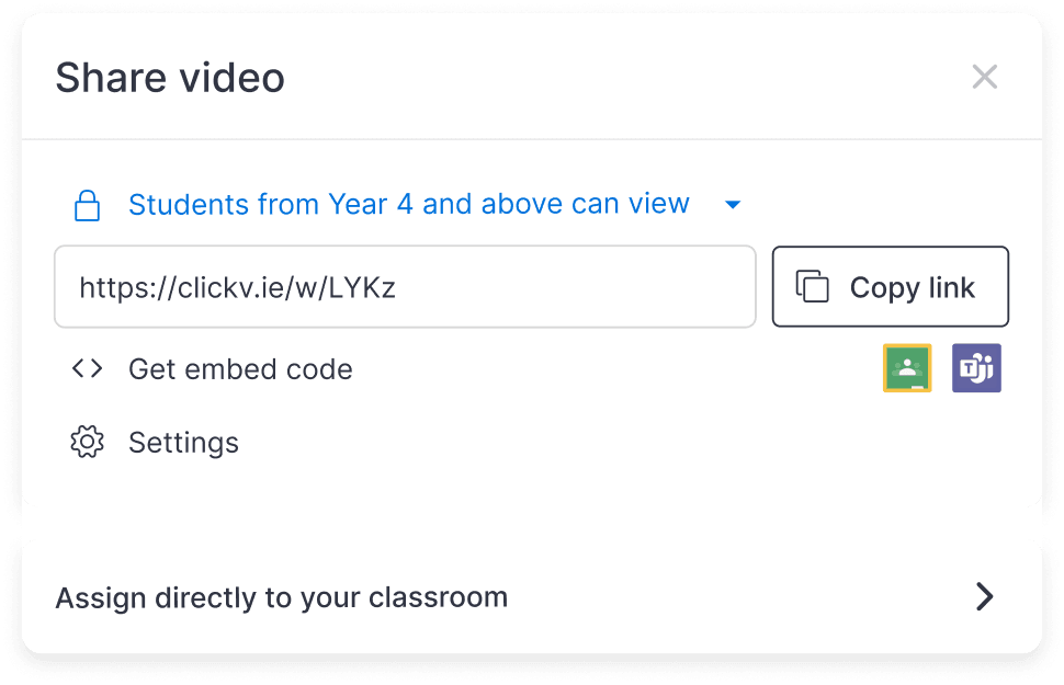 share popup with link
