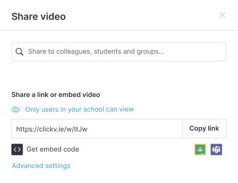 share popup with link