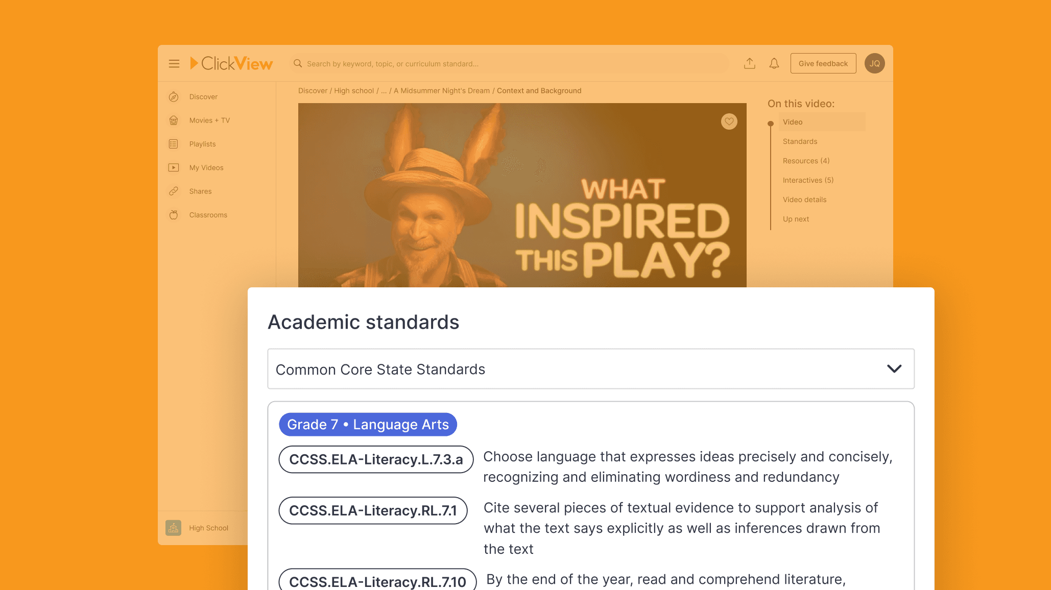 ClickView Standards alignment