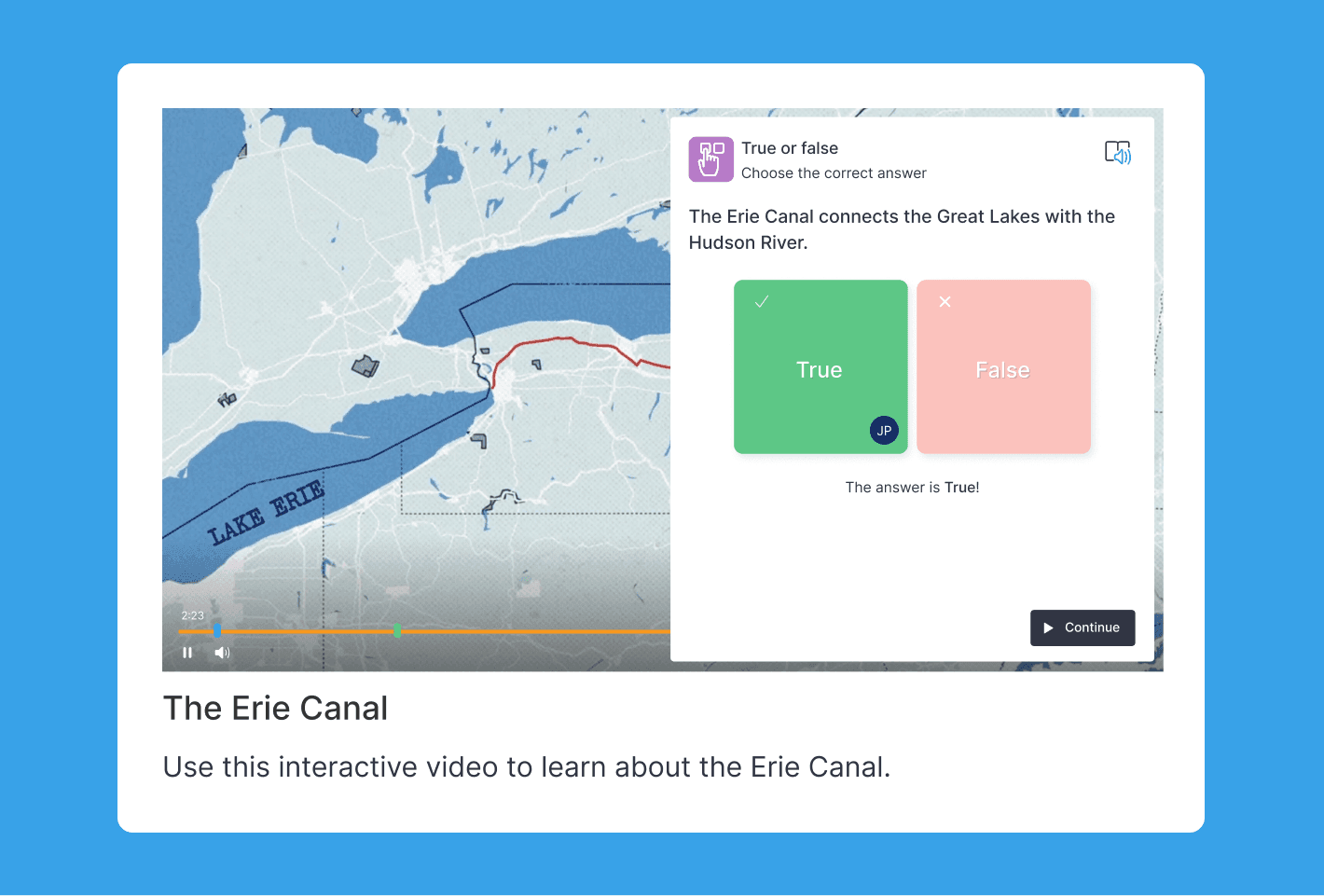 Interactive video question about the Erie Canal