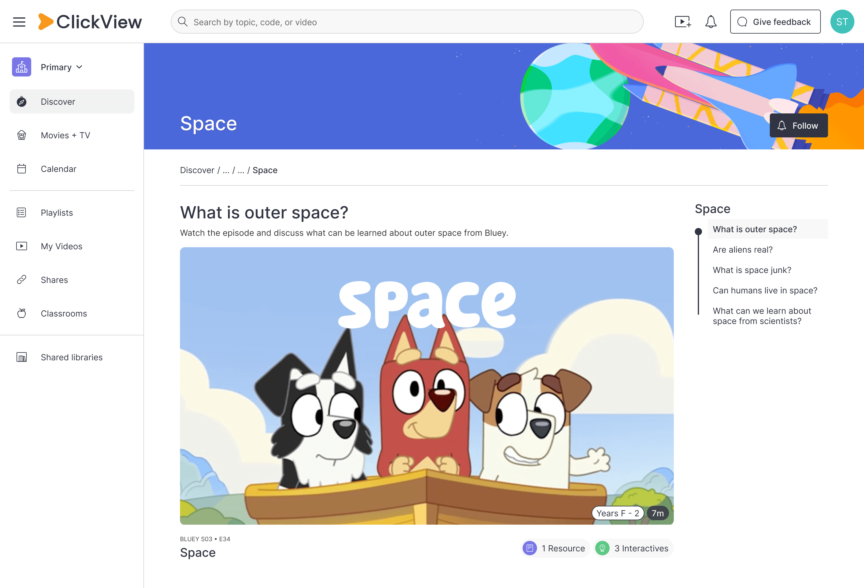 Space Topic page