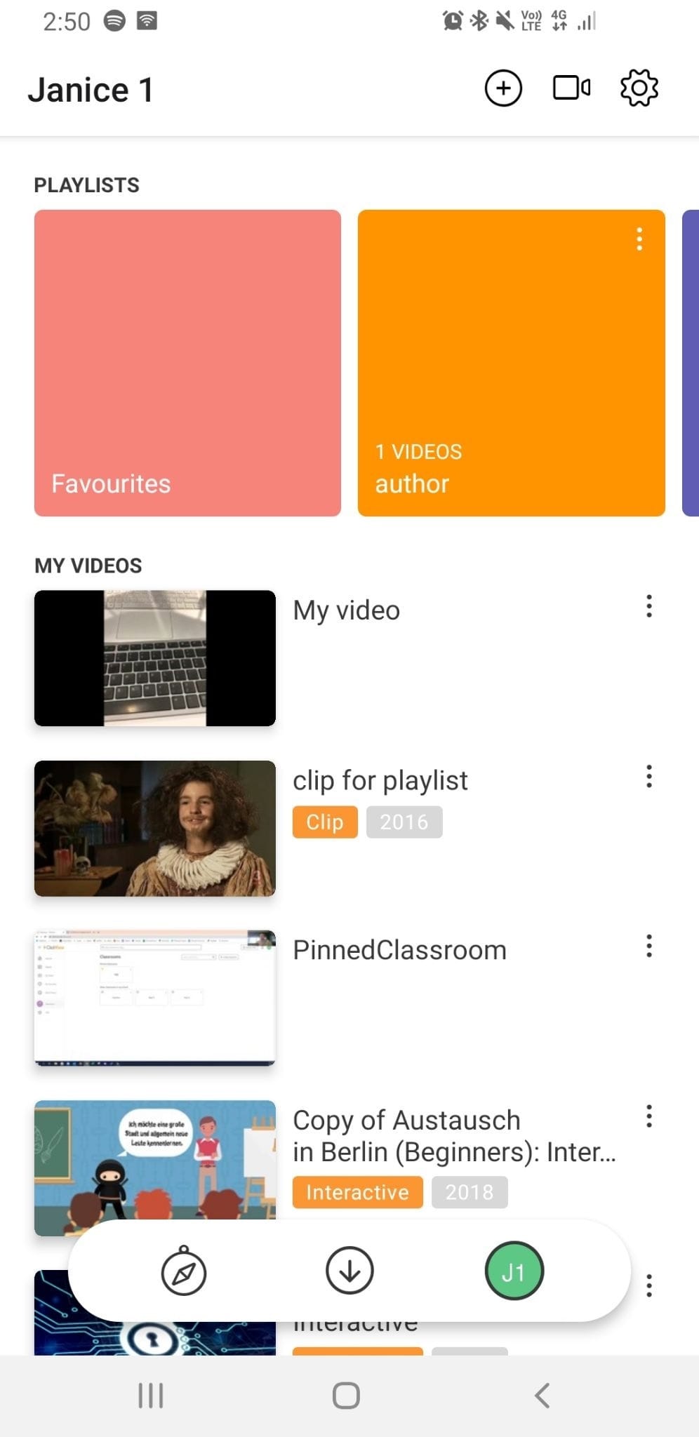 View My Videos and playlists in ClickView Android app