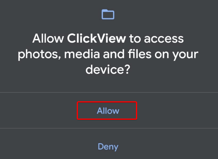 Media permission screenshot