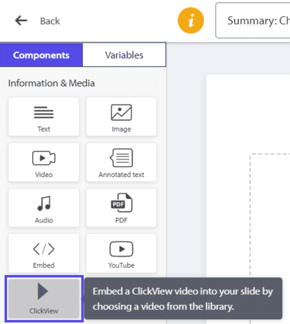 Add ClickView component to lesson