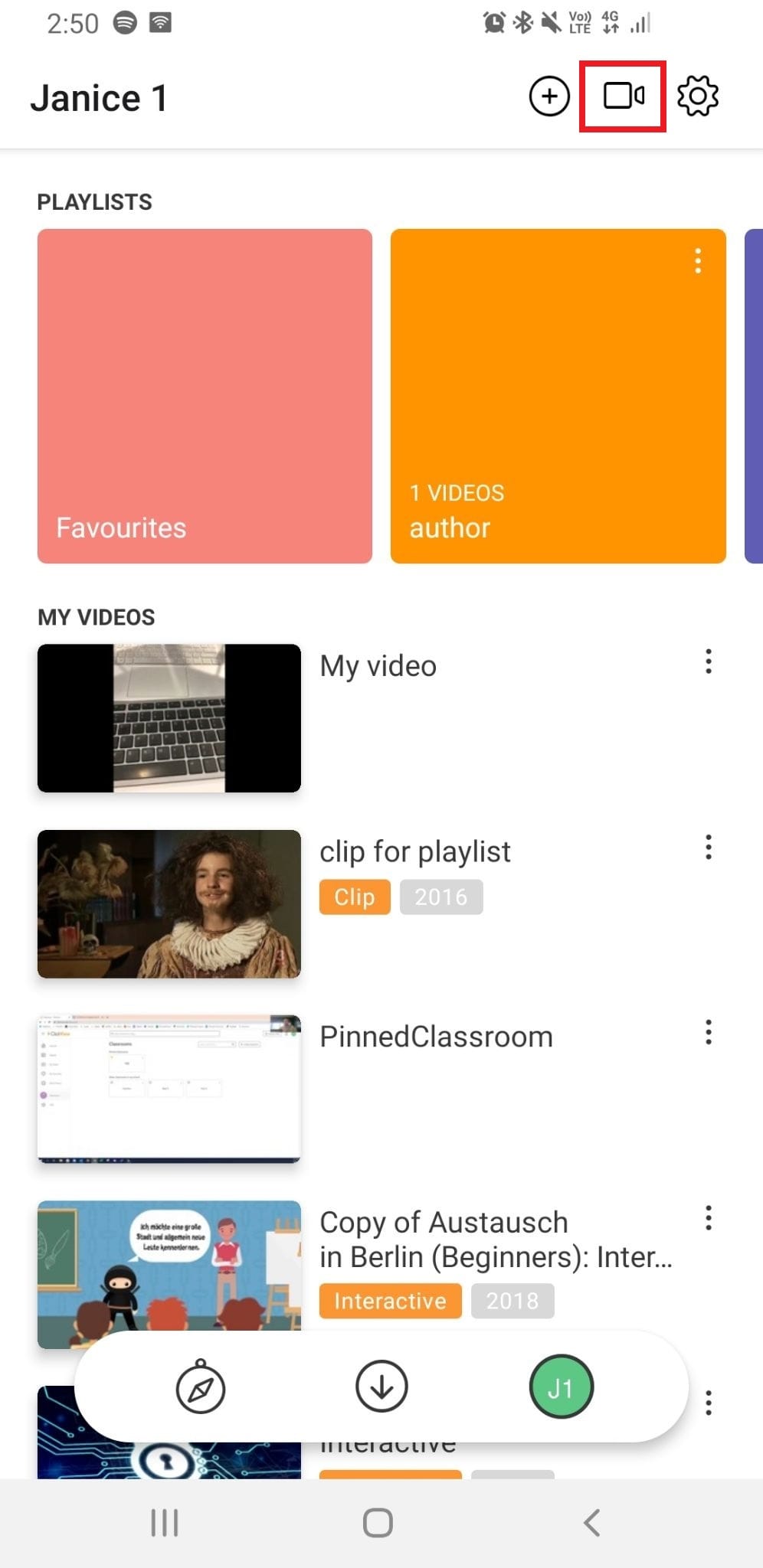 Upload videos using the camera button in ClickView Android app