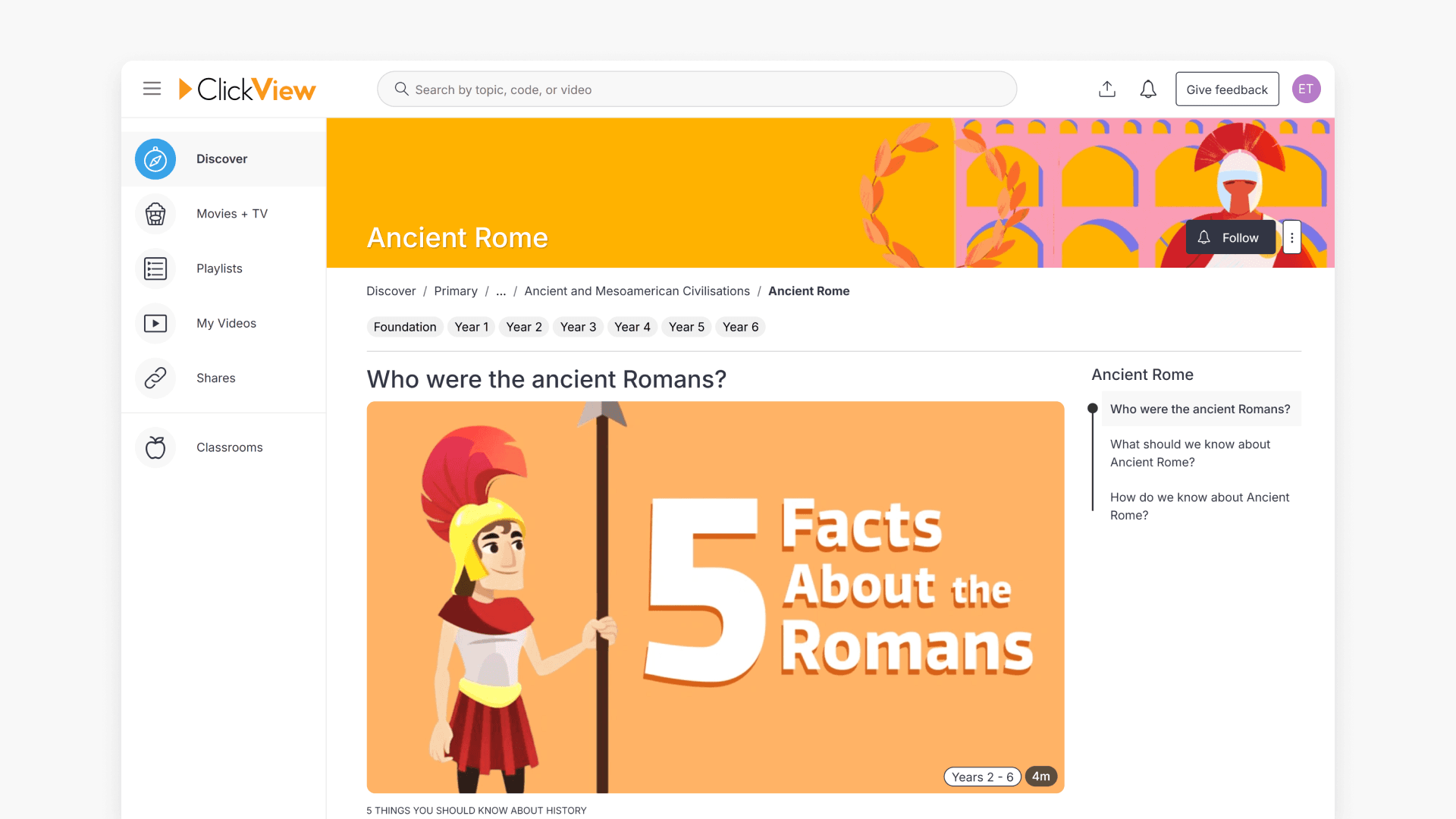ClickView Topics page