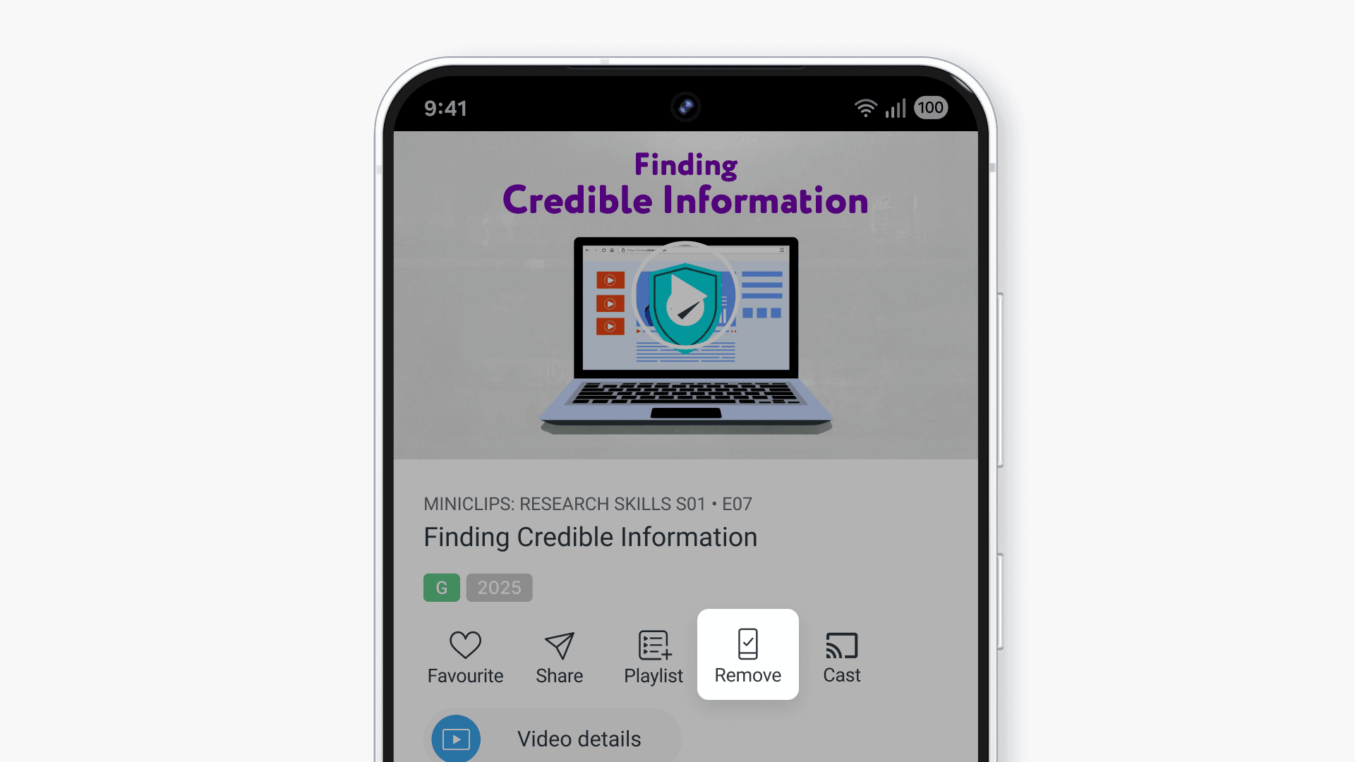 Remove option in video tab