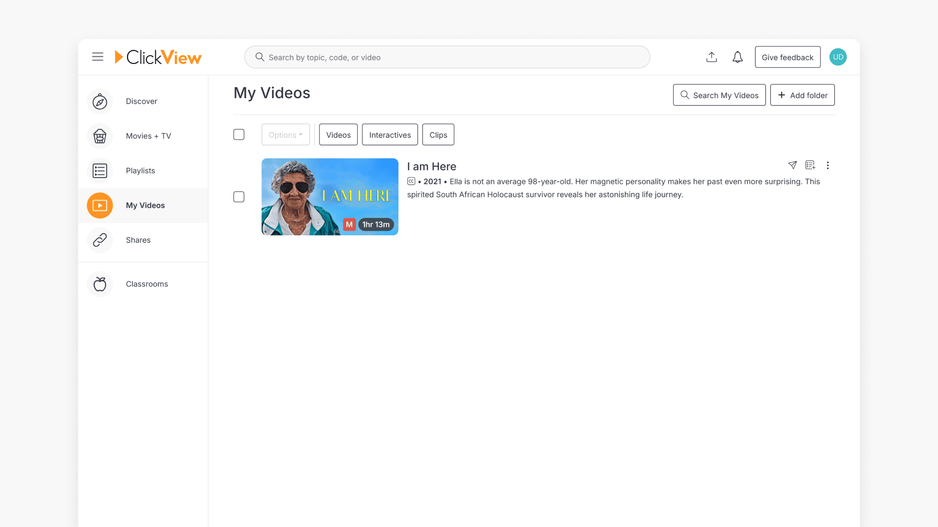Recording appears in My Videos