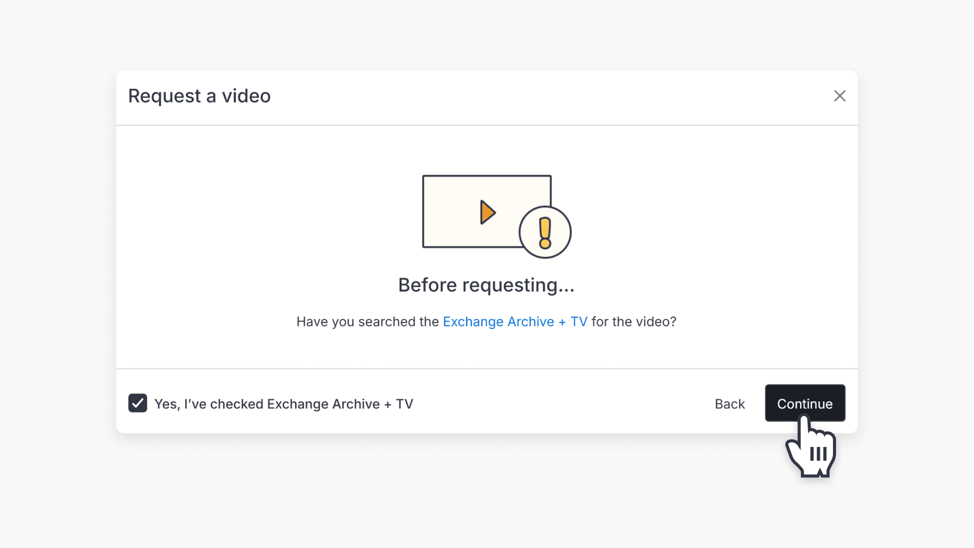 Before requesting pop up