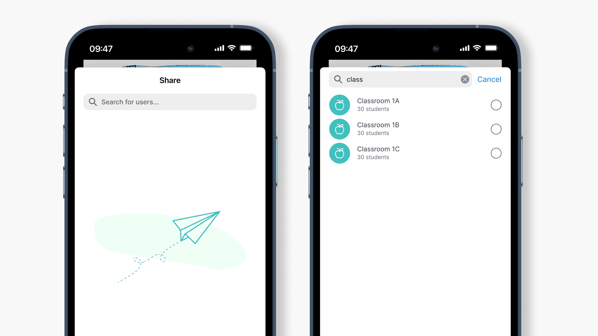 Search for class to share