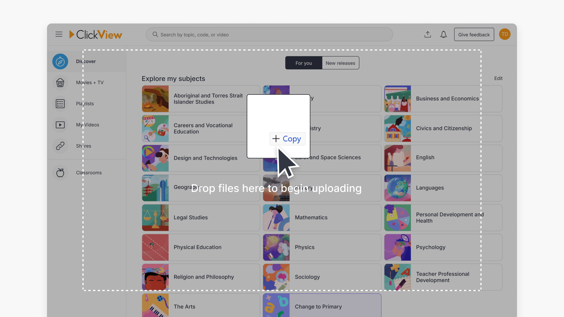 Drag and drop video files