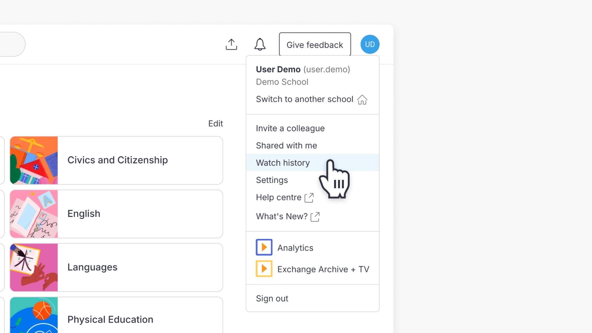 Watch history navigation