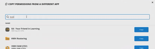 Find and copy permissions from another app