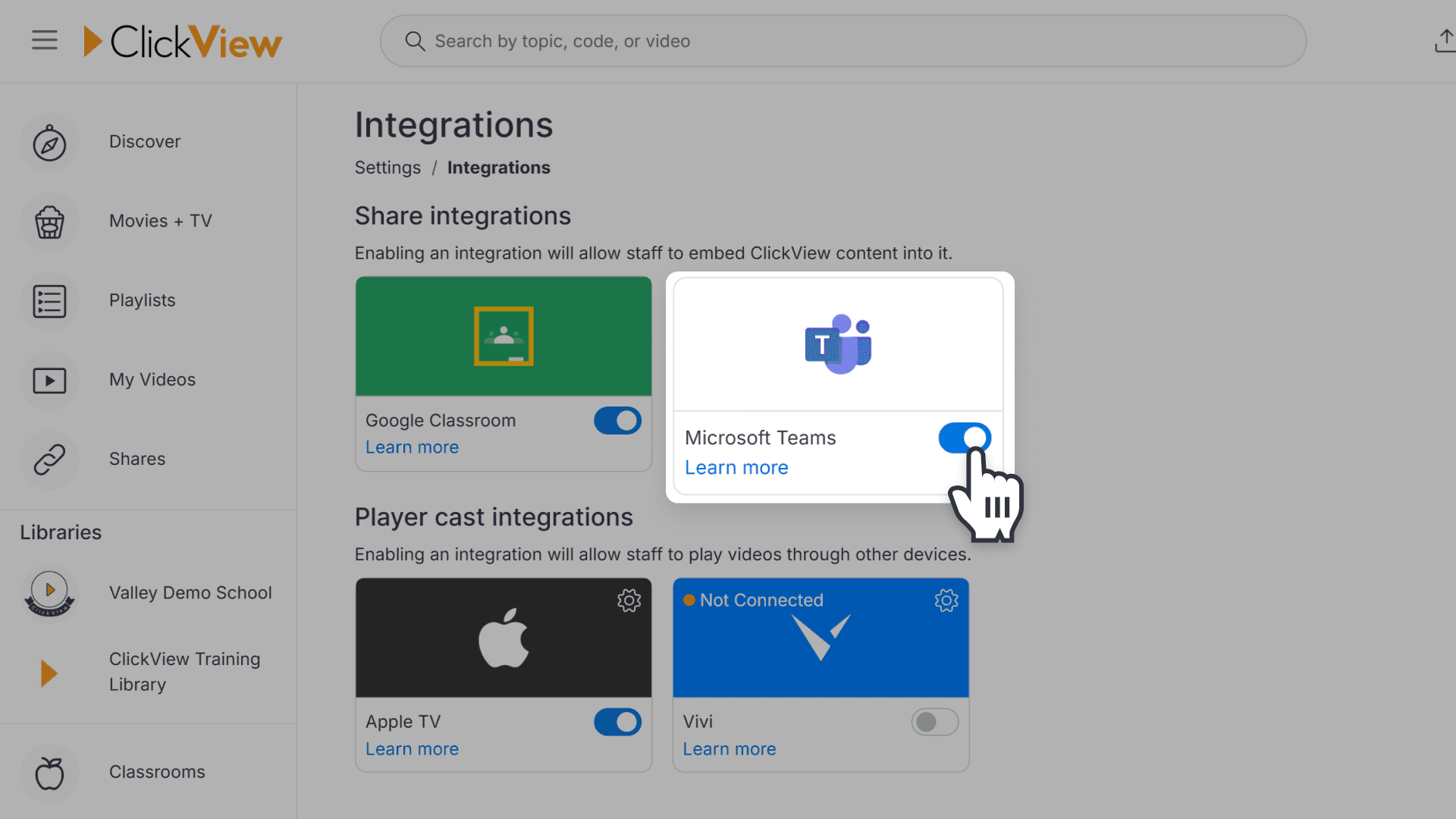 Clickview website interface