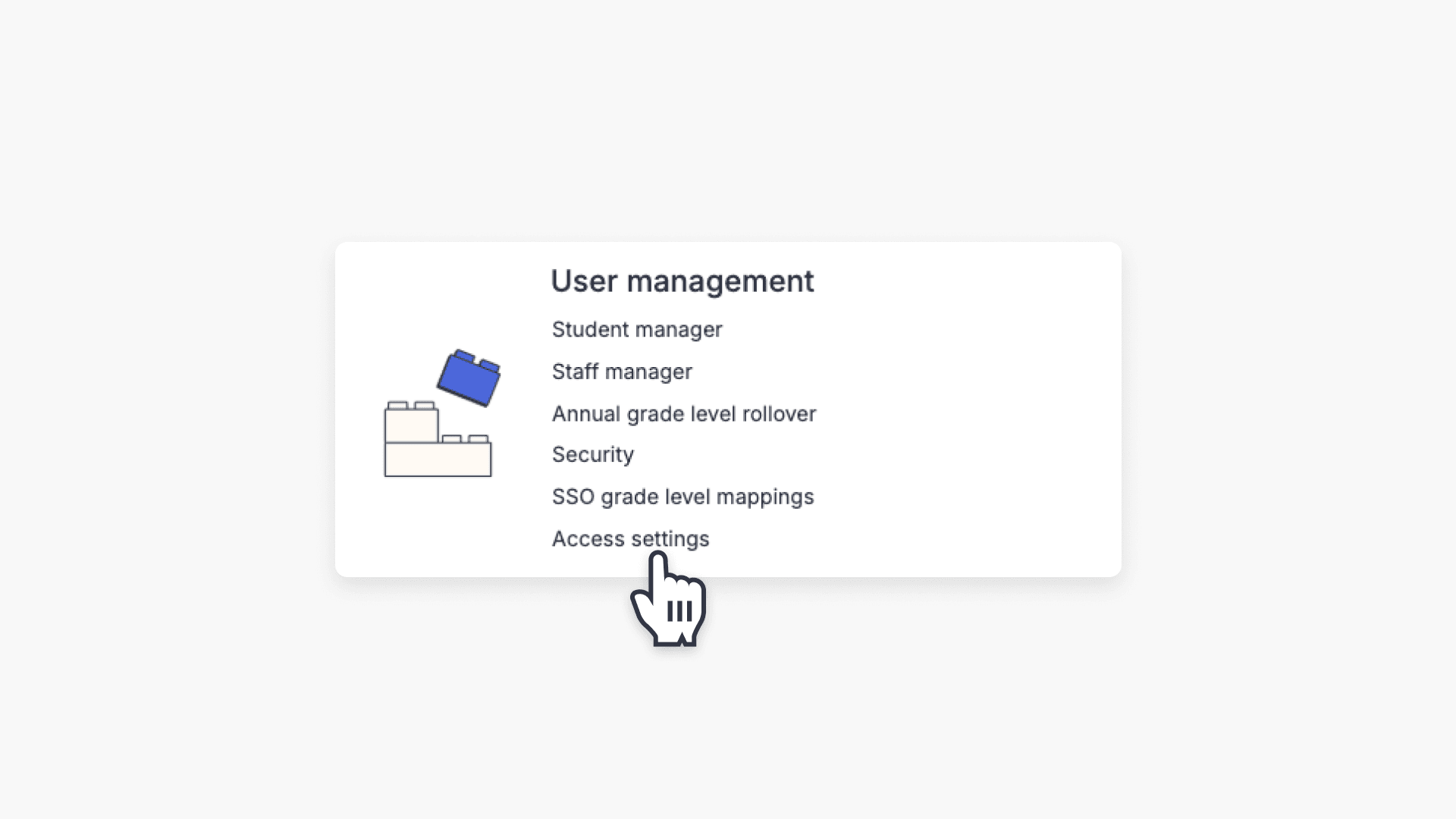 Access settings navigation