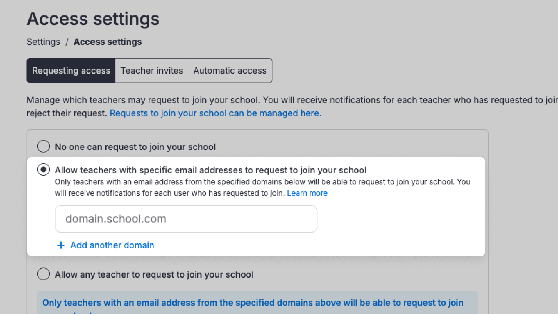 Clickview access settings screenshot