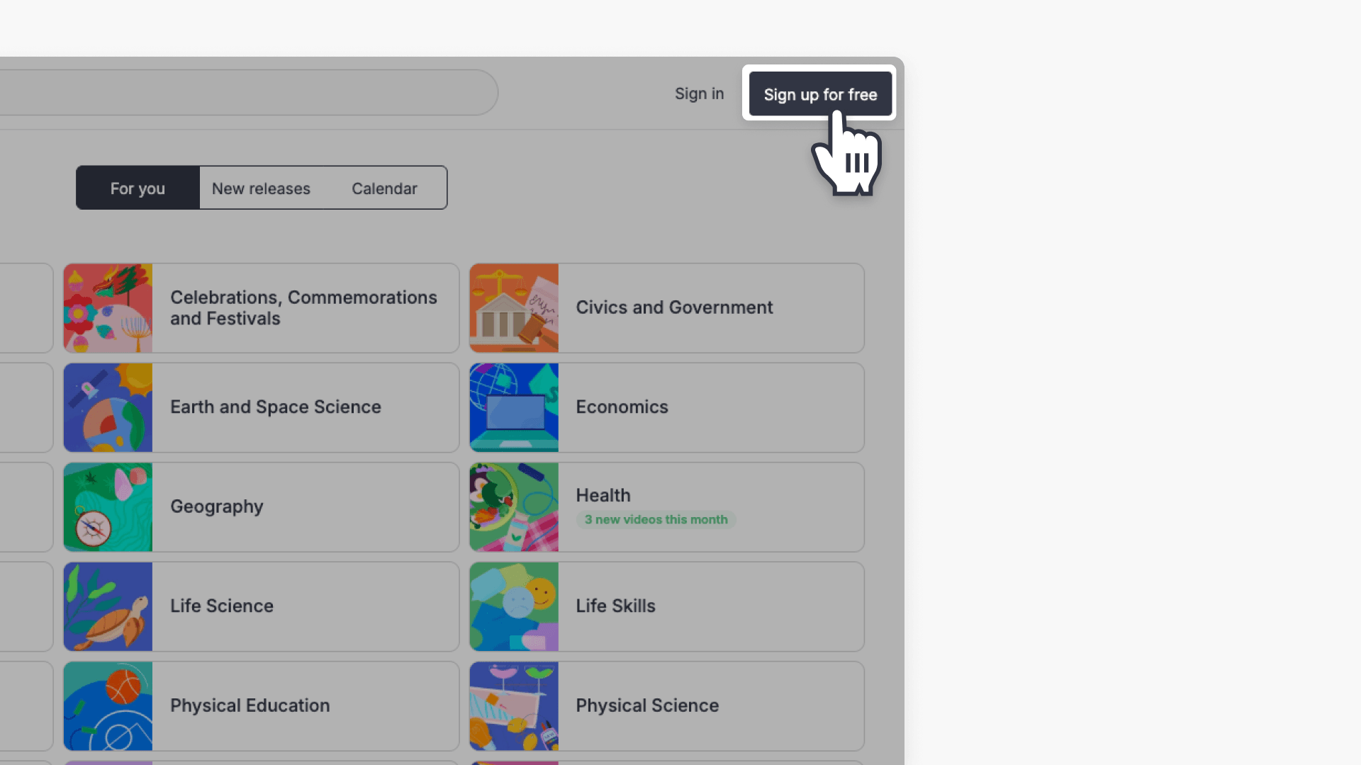 Sign up for free screenshot