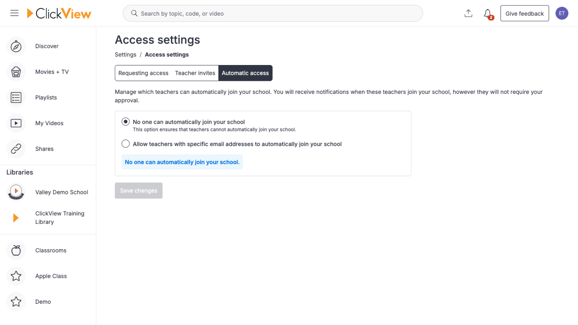 Automatic access tab