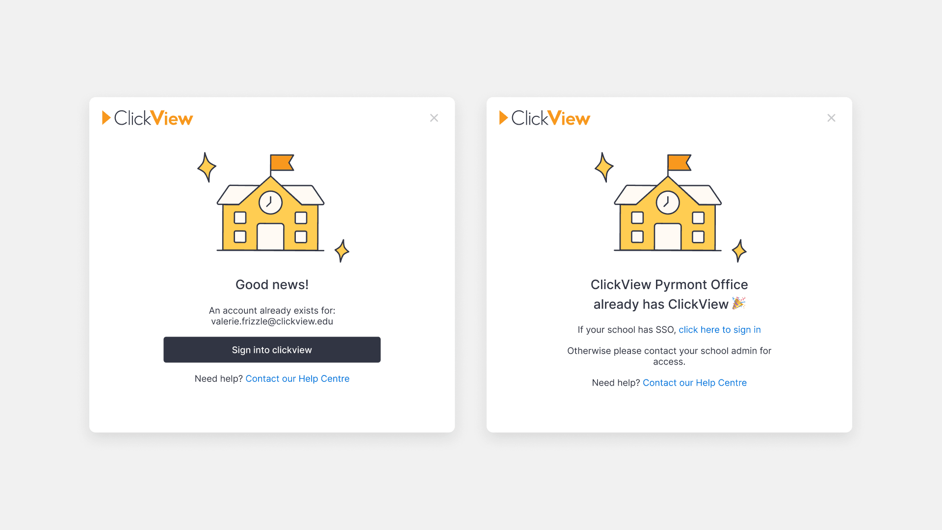 Clickview account setup screenshot