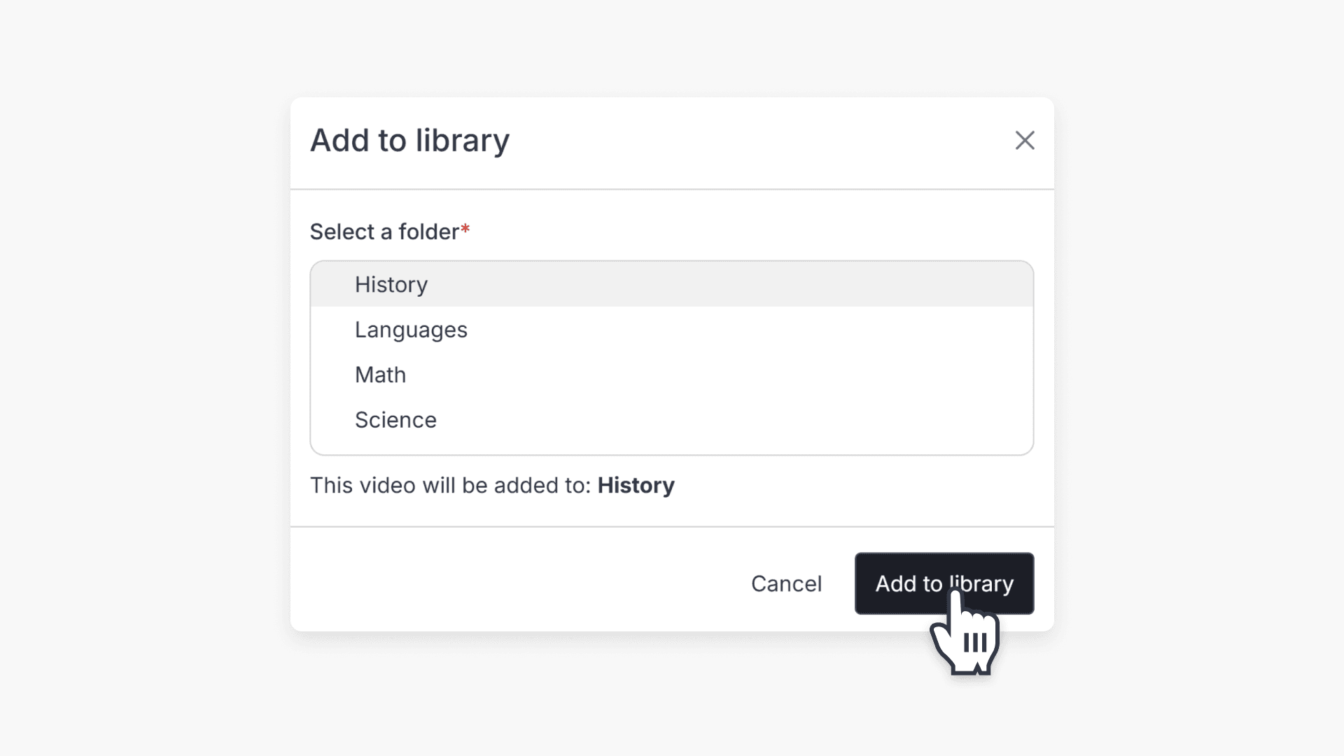 Add to Library button
